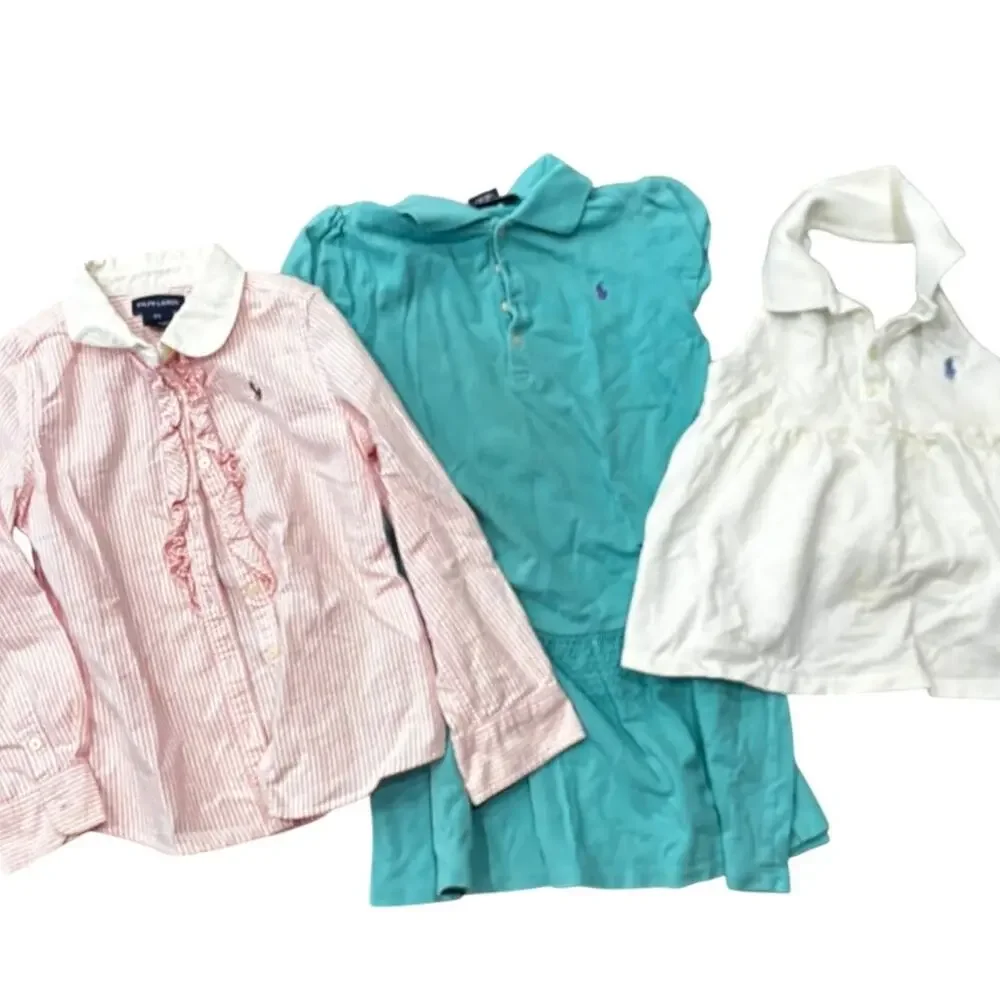 Ralph Lauren Girls Lot 3 Size 6X Dress Blouse Sleeveless Top Pink Blue White